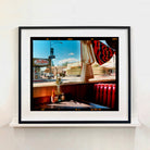 Framed film rebate photograph of American diner window table by Richard Heeps
