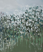 Mixed media abstract landscape painting of Clary, Campion and grasses plants by Claire Oxley.