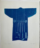 Original print of denim patterned kimono by Anna Toppin
