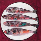Fish on a plate collage by artist Nicola Hart