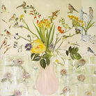 Oil painting of birds on floral vase arrangement by Belynda Sharples