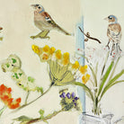Detail of oil painting of birds on floral vase arrangement by Belynda Sharples