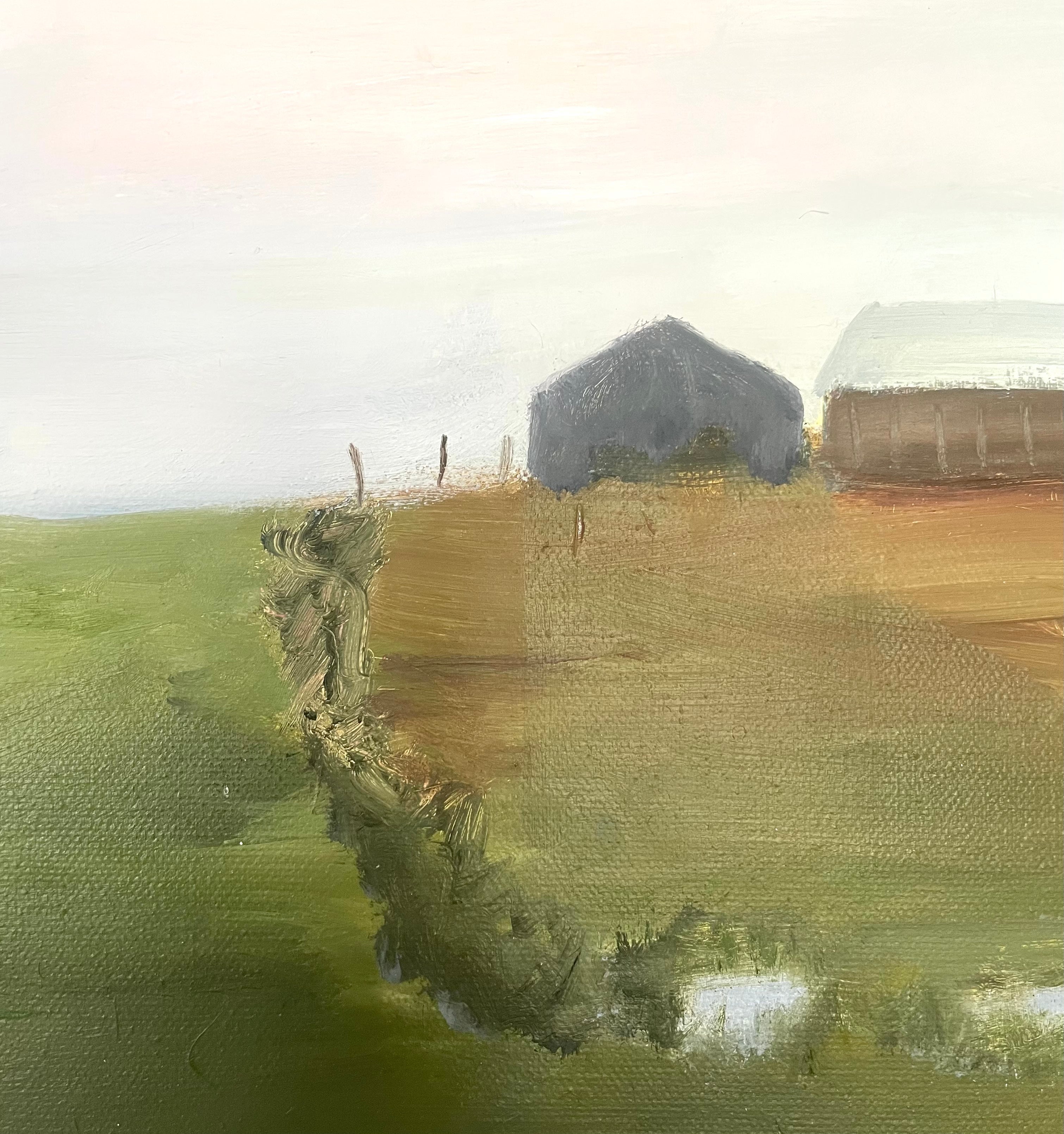 Detail of rural landscape oil painting by Eileen Coxon