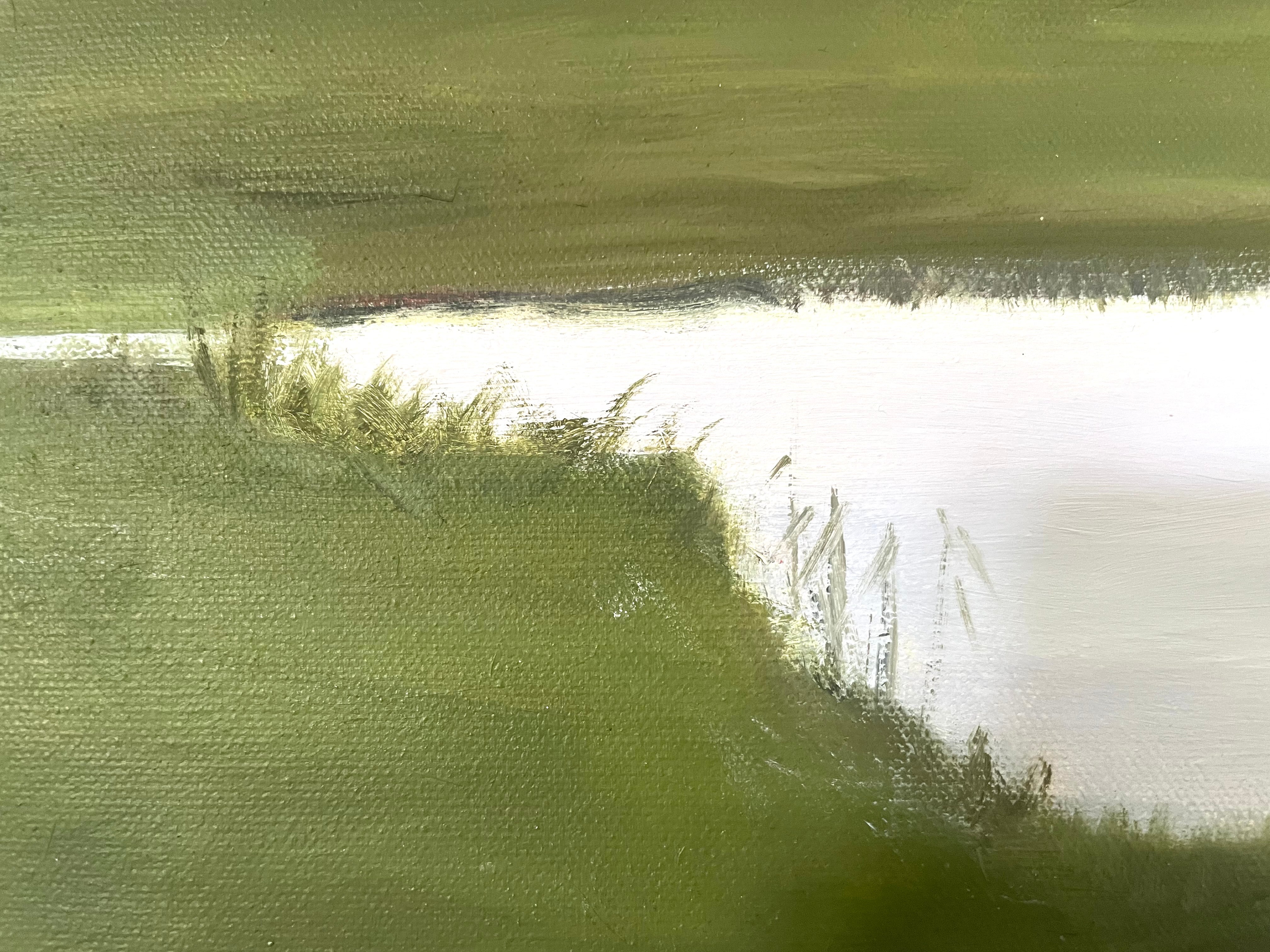 Detail of rural landscape oil painting by Eileen Coxon