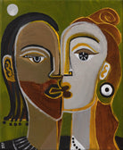 Portrait of two lovers kissing by Sarah Baddon Price