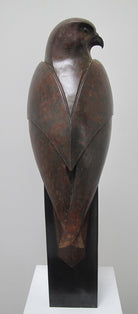 Mixed metal sculpture of kestrel bird by Paul Havey
