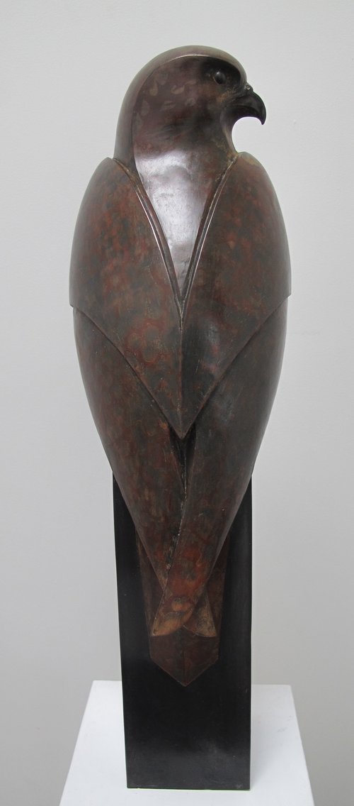 Mixed metal sculpture of kestrel bird by Paul Havey