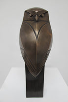 Bronze sculpture of little owl by Paul Harvey