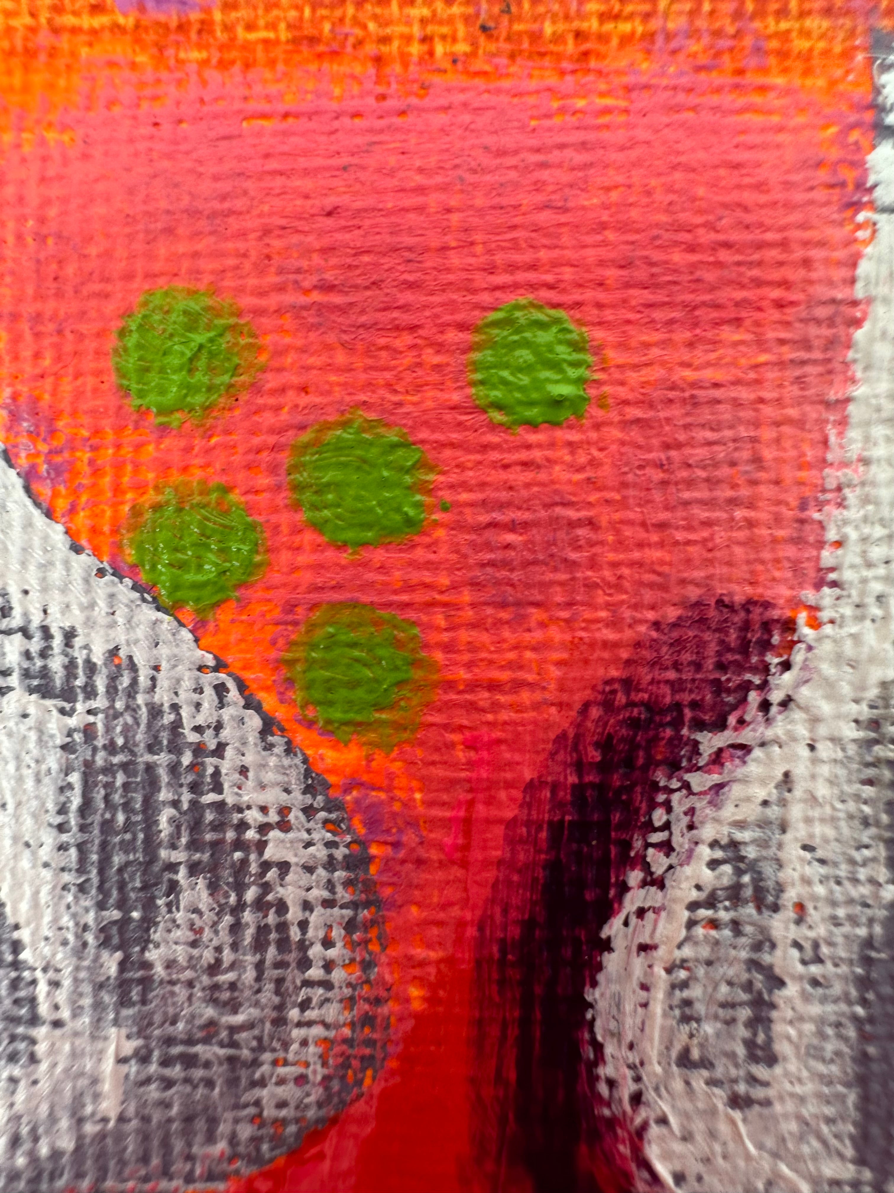 Abstract still life acrylic painting in vibrant colours and fluorescents