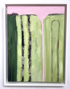Oil painting abstract landscape of rural fields by Eileen Coxon