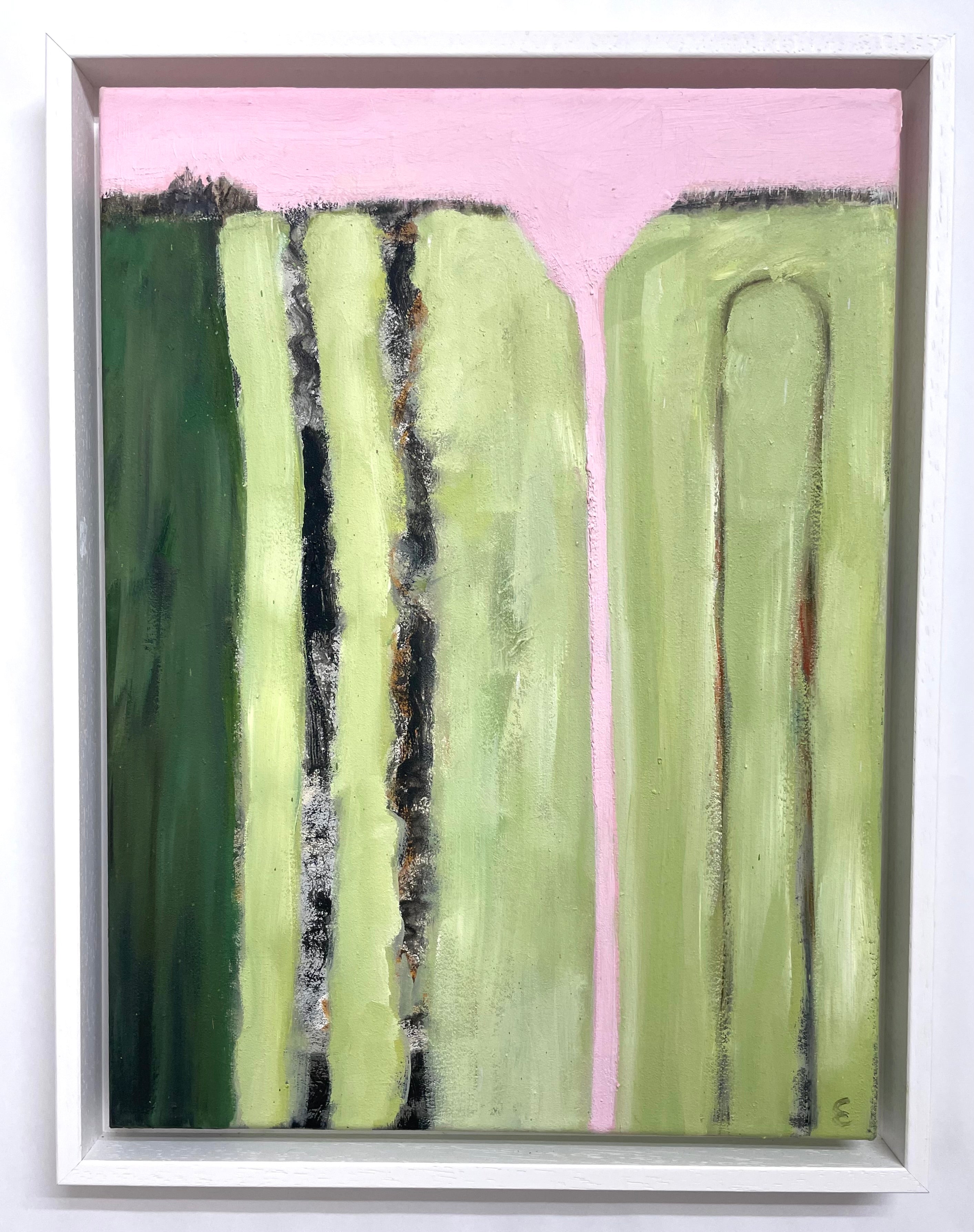 Oil painting abstract landscape of rural fields by Eileen Coxon