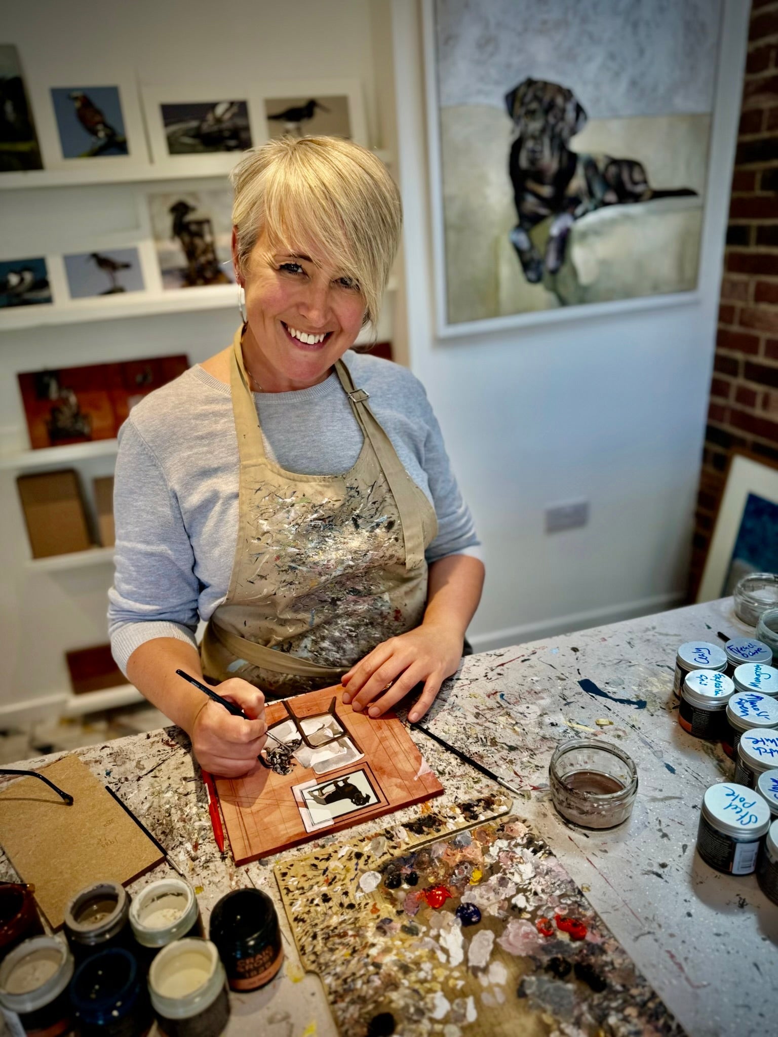Artist Jenni Cator in her Norfolk Studio