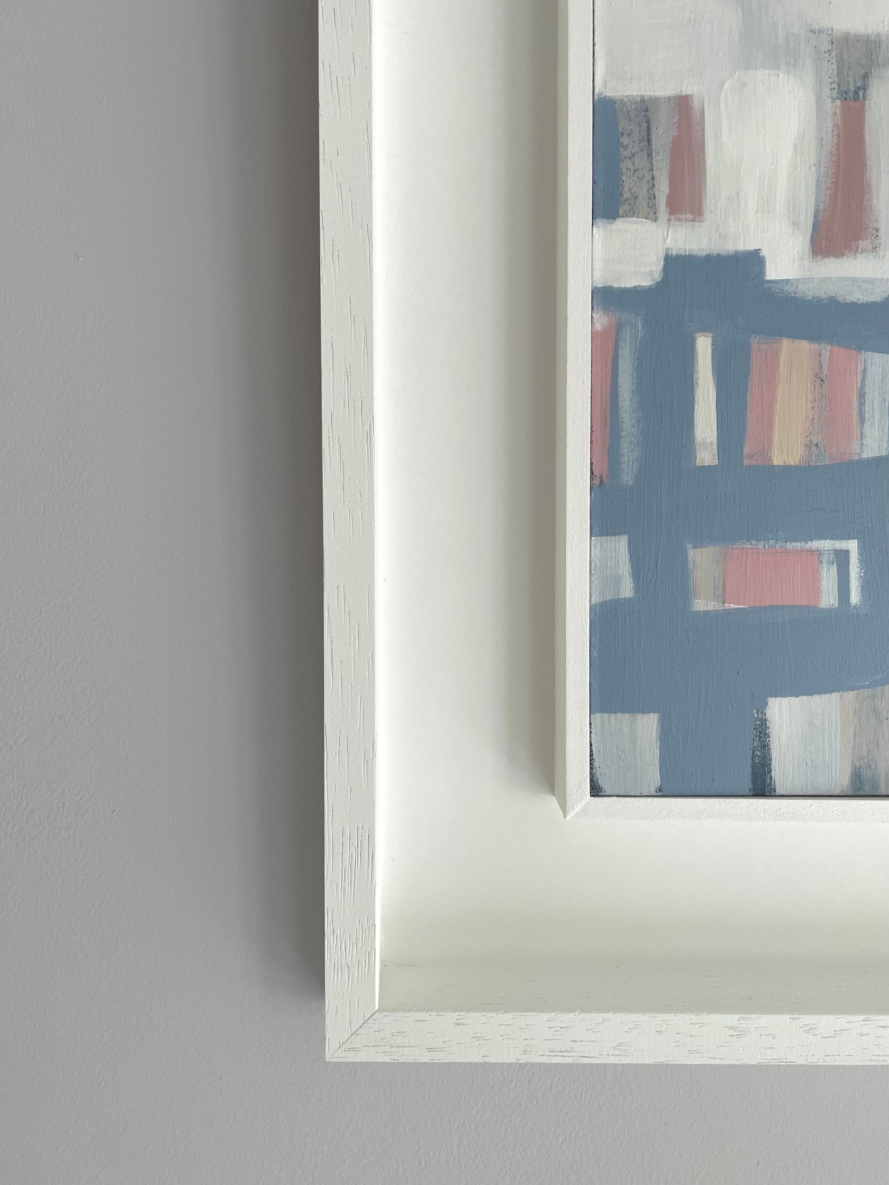 Detail of framed Abstract geometric painting by Claire Oxley