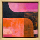 Acrylic painting of abstract shapes in magenta, orange and black by Jo Angell