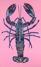 Mixed media collage of lobster by Nicola Hart for Art For Cure titled Worldly Desires