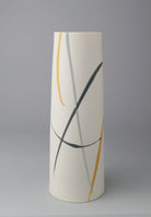 Cylinder vase. Yellow & grey splash